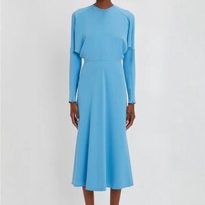 Victoria Beckham Sky Blue Long Sleeve Dress